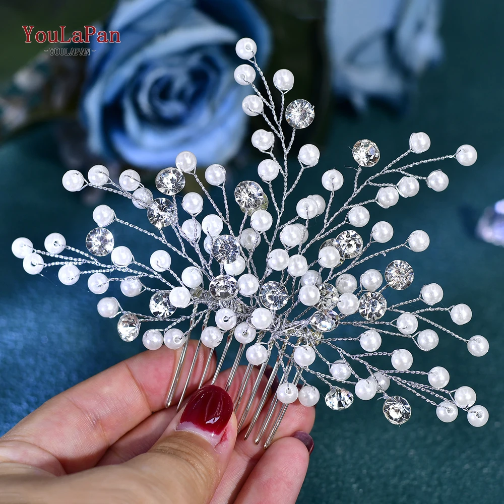 YouLaPan Wedding Pearl Comb Head Jewelry Bride Headpiece Crystal Women Tiaras Bridal Hair Accessories Women Headwear HP797