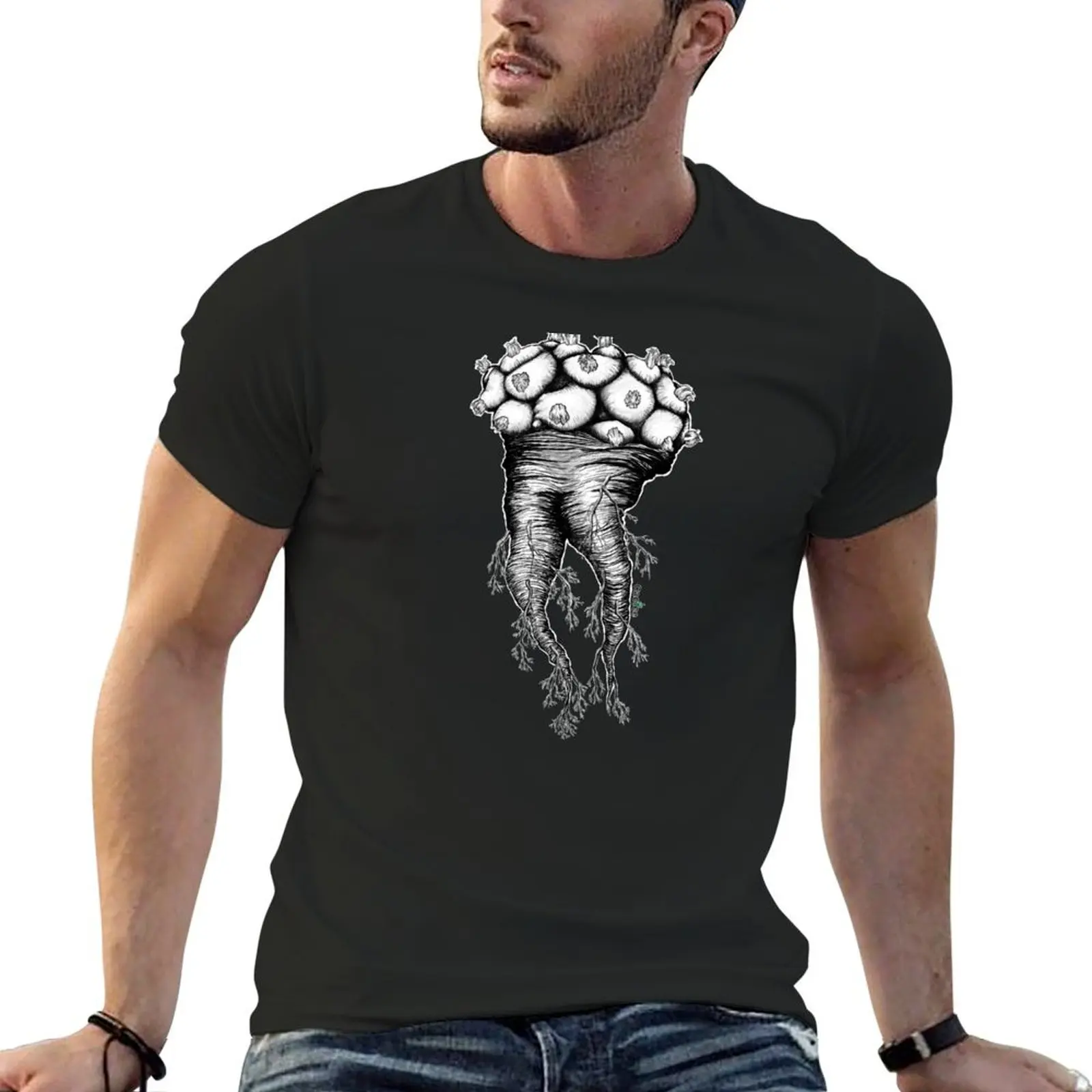 

Lophophora Root Drawing T-Shirt shirts graphic tee anime clothes vintage t shirts mens shirts graphic tee