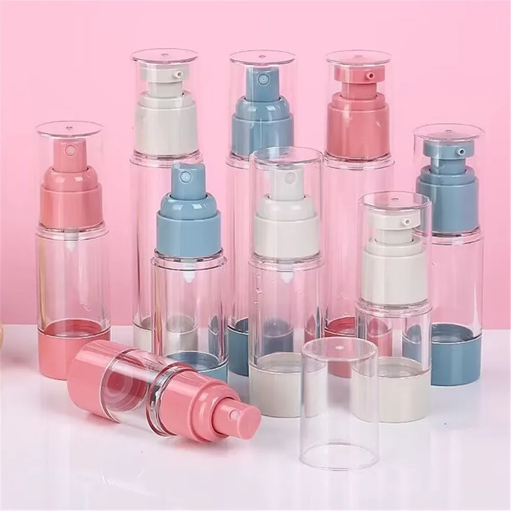 15ml 30ml 50ml Vacuum Spray Bottle Refillable Lotion Empty Press Bottle Travel Portable Cosmetic Facial Care Hydration Dispenser