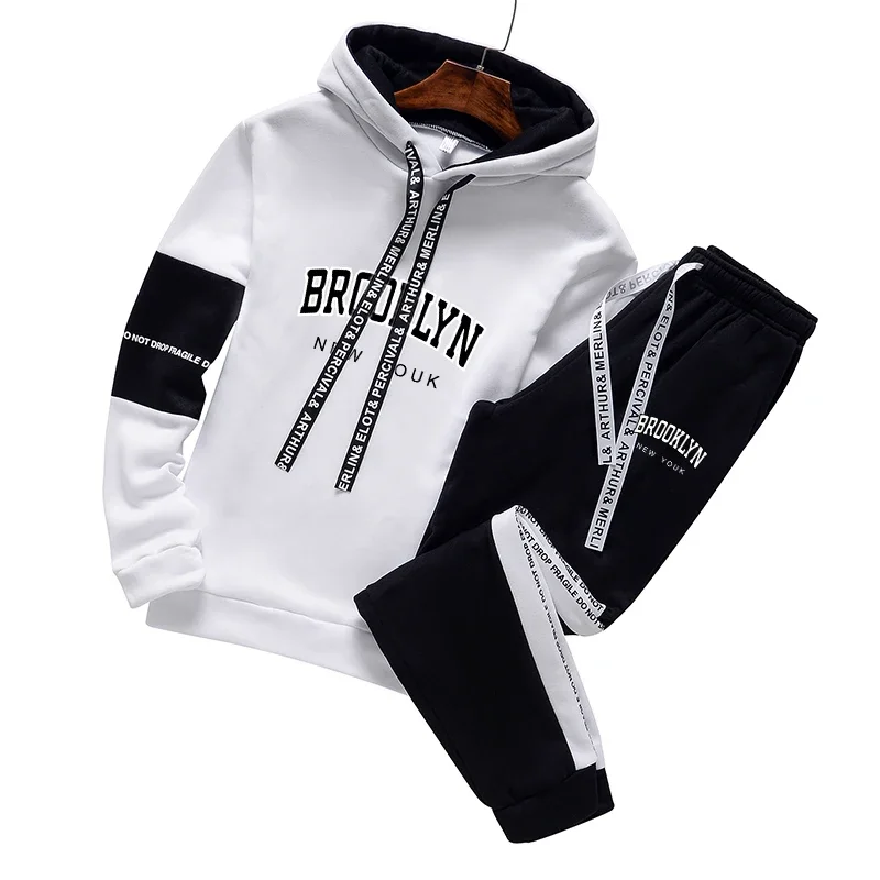 

Mens Tracksuit Letter Printing Casual Sweatshirts Sweatpants 2 Pcs Set Quality Autumn Winter Suit Sports Jogging Mens Clothing