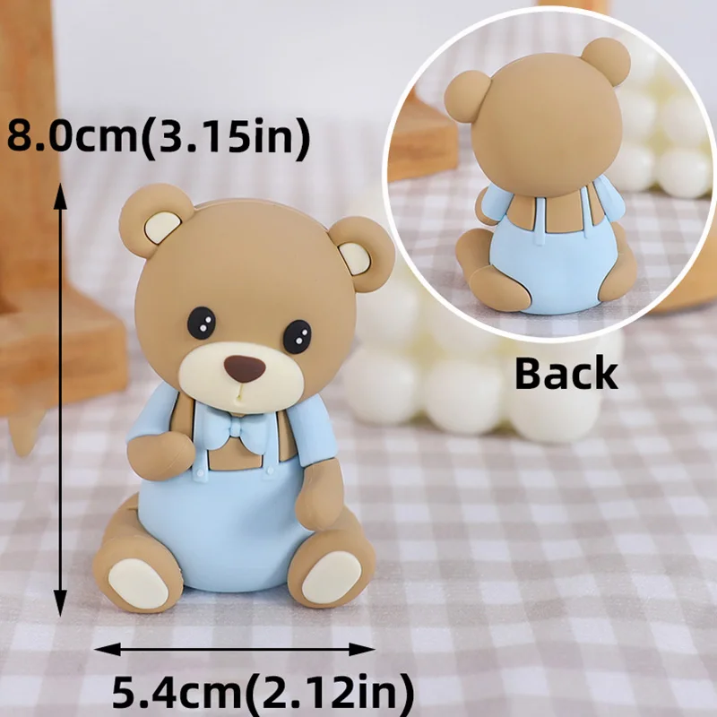 Niedlicher 3D brauner Bären-Kuchenaufsatz mit Schleife für Valentinstag, Geburtstag, Babyparty, Jungen, Mädchen, Jubiläum, Party, Kuchendekoration, Zubehör – Detail 10