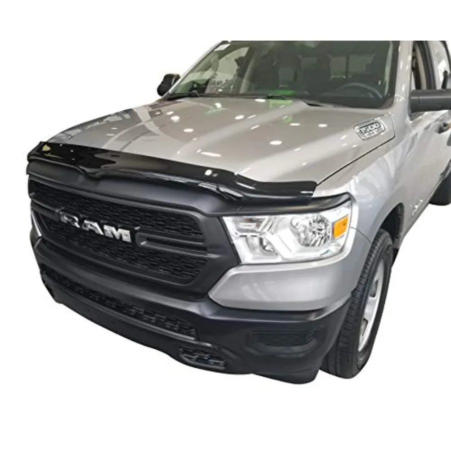 Bug Shield for Ram 1500 2019-2024 in Smoke Acrylic, Wrap-Around Low Profile Design, Durable Acrylic Material, No-Drill Installa