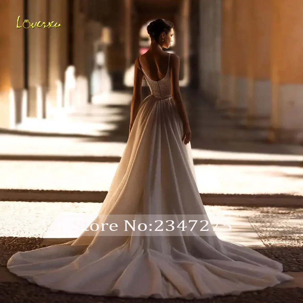 Loverxu Mermaid Wedding Dresses Sweetheart Spaghetti Straps Vestido De Novia Beaded Detachable Train Custom Made Bridal Gown