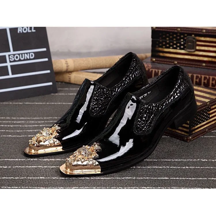 

Men's Fashion Dress Business Shoe Pointed Toe Floral Patent Leather Lace Up Oxford