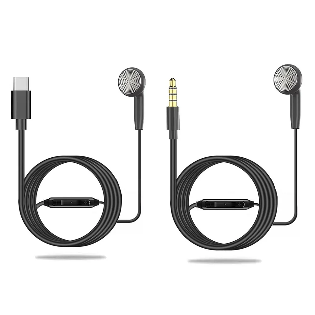 3.5mm/Type-c Wired Earbuds In Ear Headphone Single Side Mono Earphone with Microphone Volume Control Wired Headset for Laptop PC