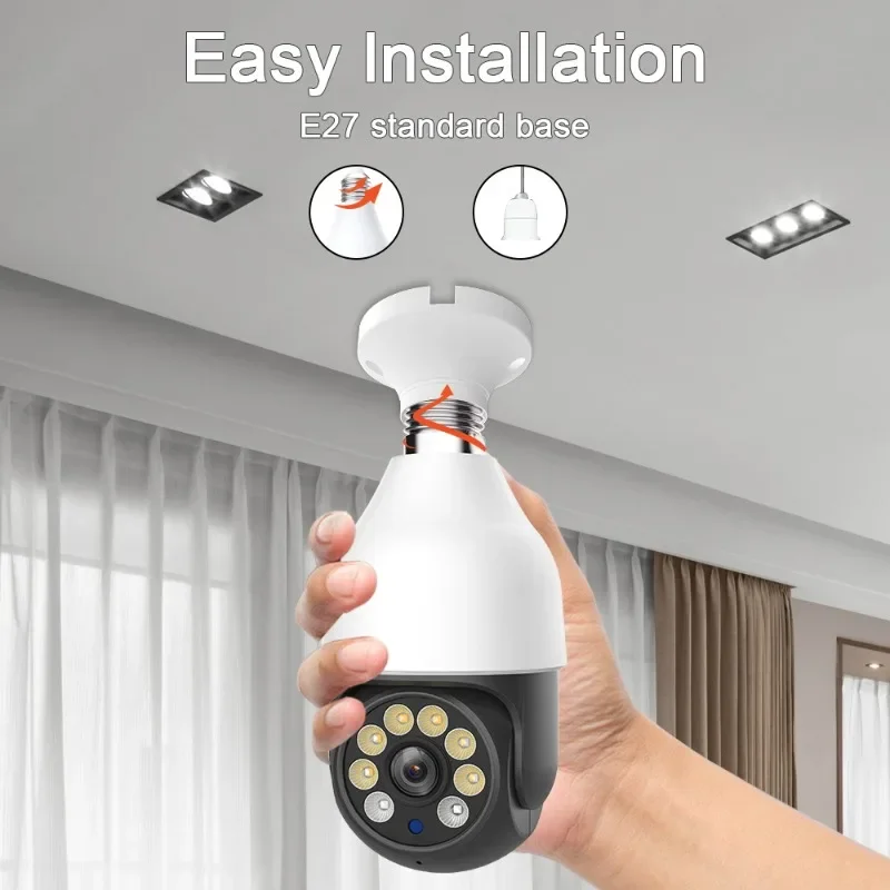 5G 3MP WiFi Smart Life PTZ Bulb Security IP Camera Support Waterproof Color Night Vision Wireless Security E27 Interface