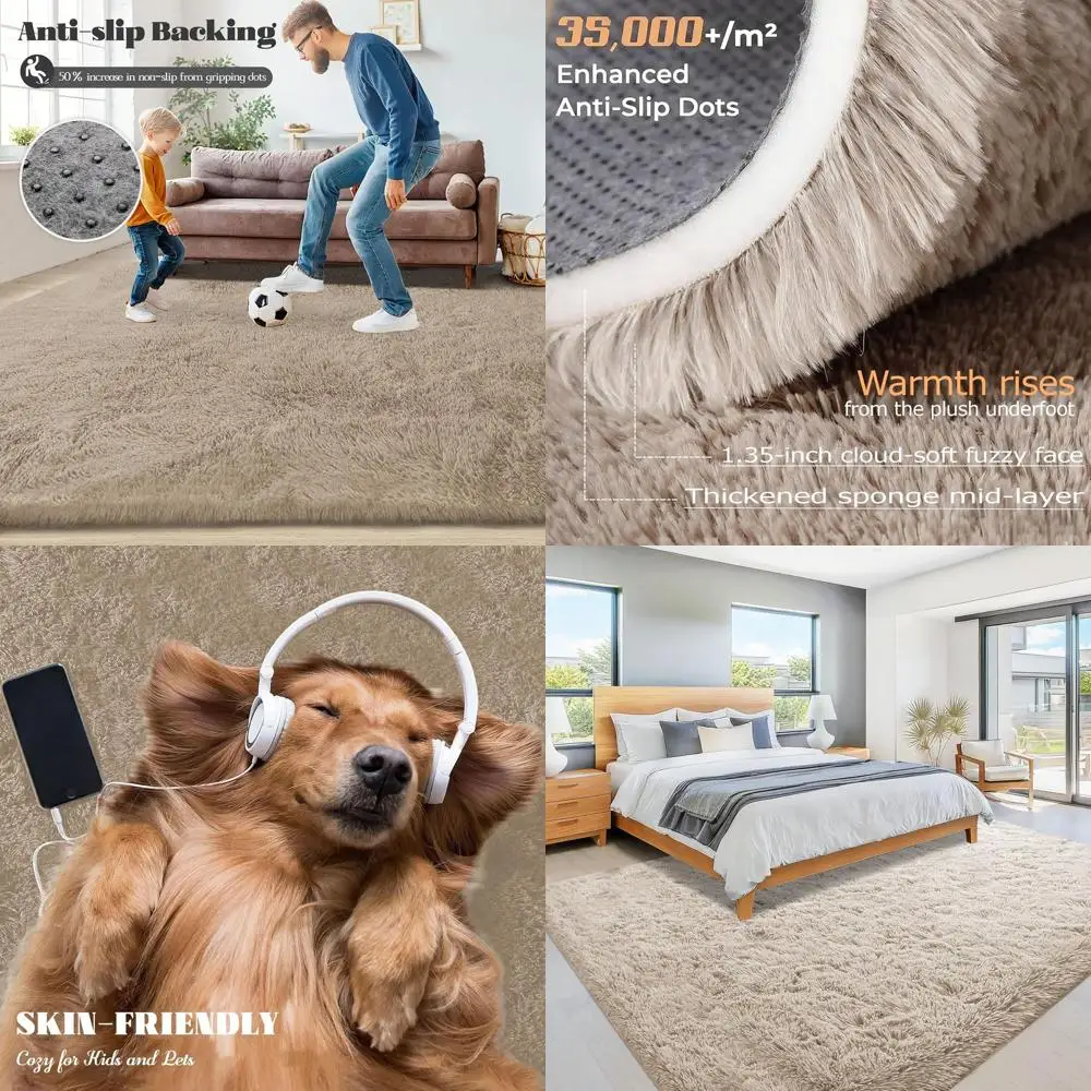 

Luxurious Fluffy Shag 8x10 Rug - Soft, Washable, Plush Carpet for Living Room, Bedrooms, and Playrooms