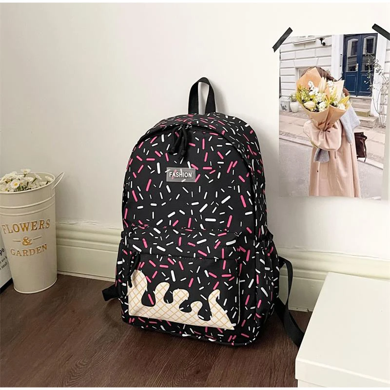 Schülerrucksack, Ice Cream Korean Teenage Girls Sweet Cute Schultasche, leichte, geräumige College-Tasche, Tagesrucksack mit großem Fassungsvermögen – Detail 10