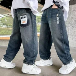 2025 Korean Fashion Winter Boys Jeans Adding Velvet And Thickening Wide Leg pants Boys Jeans Children's Pants Kid Jeans