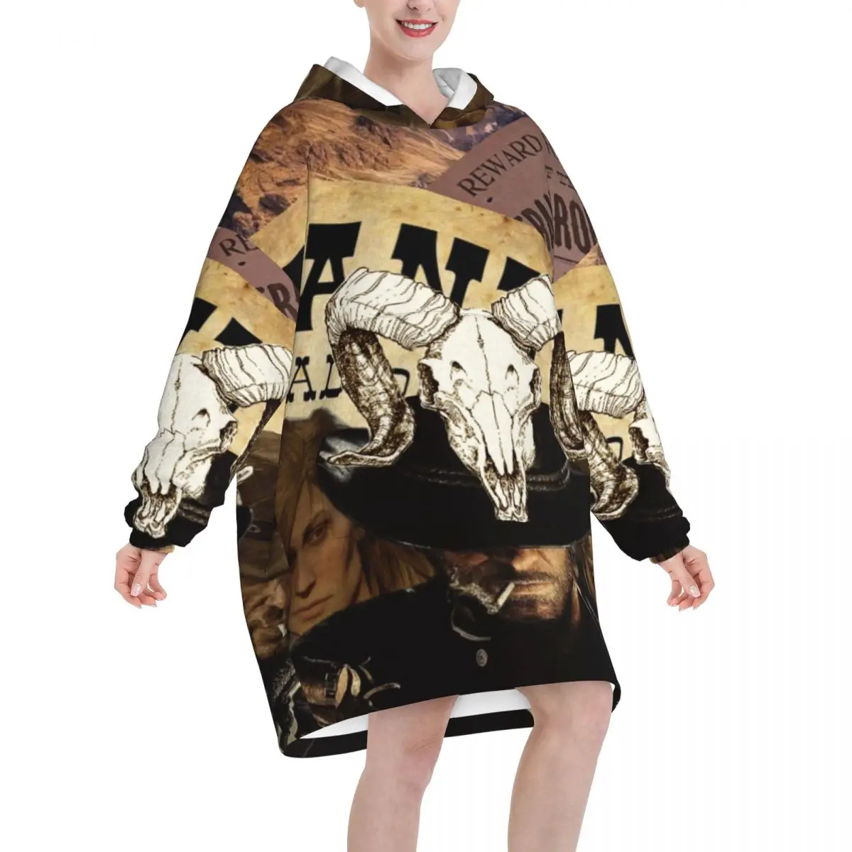 Arthur Morgan Oversized Blanket Hoodie Sweatshirt Long Fleece Hooded Wearable Blanket with Large Pocket for Women Men