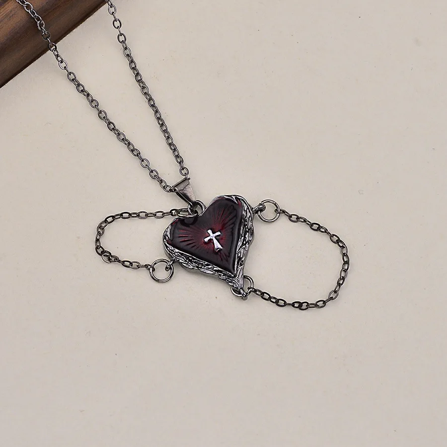 diy-accessories-european-and-american-gothic-dark-wind-unique-creative-wings-embrace-love-cross-necklace-old-high-end-jewelry