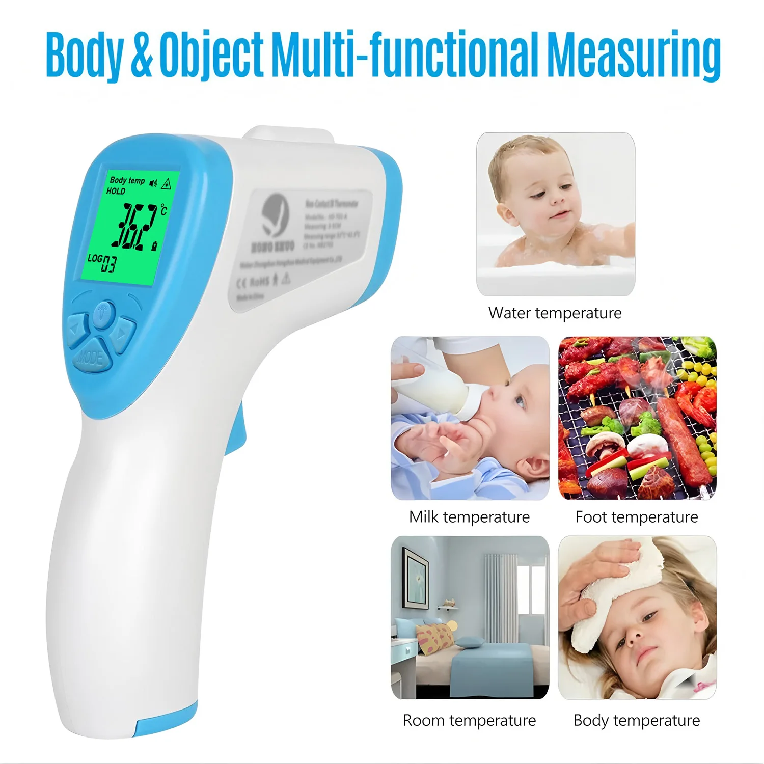 Forehead Fever Temperature Digital LCD Infrared Thermometer Medical Non-contact Body Temperature Measure Tool for Children Adult