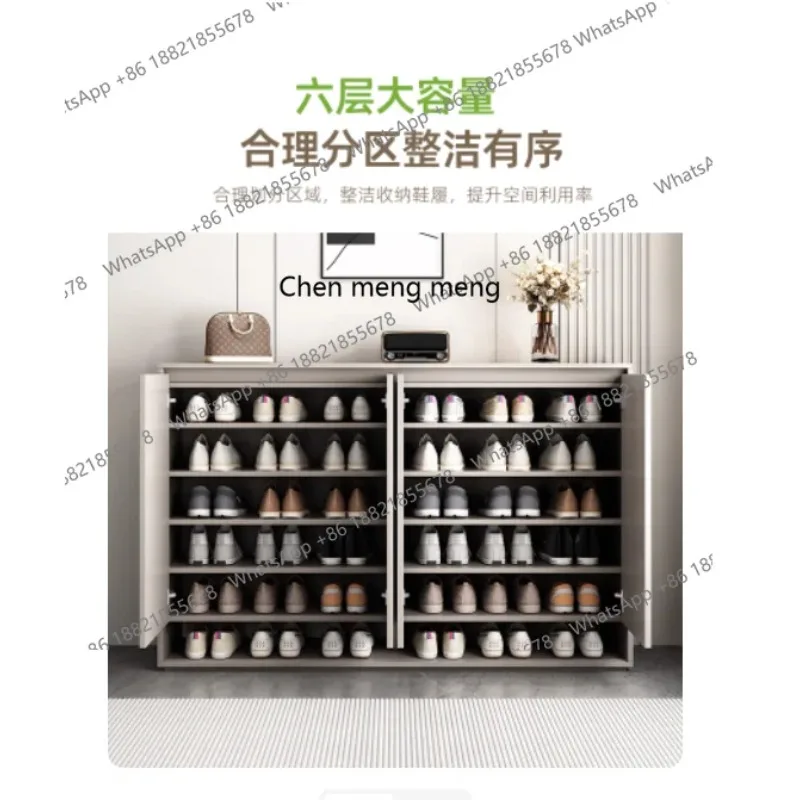 خزانة أحذية من الخشب الصلب A57، خزانة تخزين متعددة الطبقات ذات سعة كبيرة عند باب المنزل، مدمجة مع الحائط #3