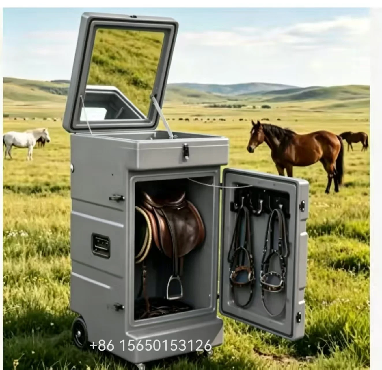 High Quality Customized Steel Horse Tack Box Portable Tack Trunk Locker Stable Cabinet Equestrian Lockers