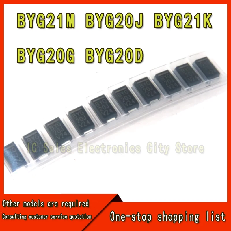 100Pcs BYG21M-E3/Tr DO-214AC BYG21M BYG21K BYG21K-E3/Tr BYG20D BYG20G BYG20J Patch Originele Voorraad