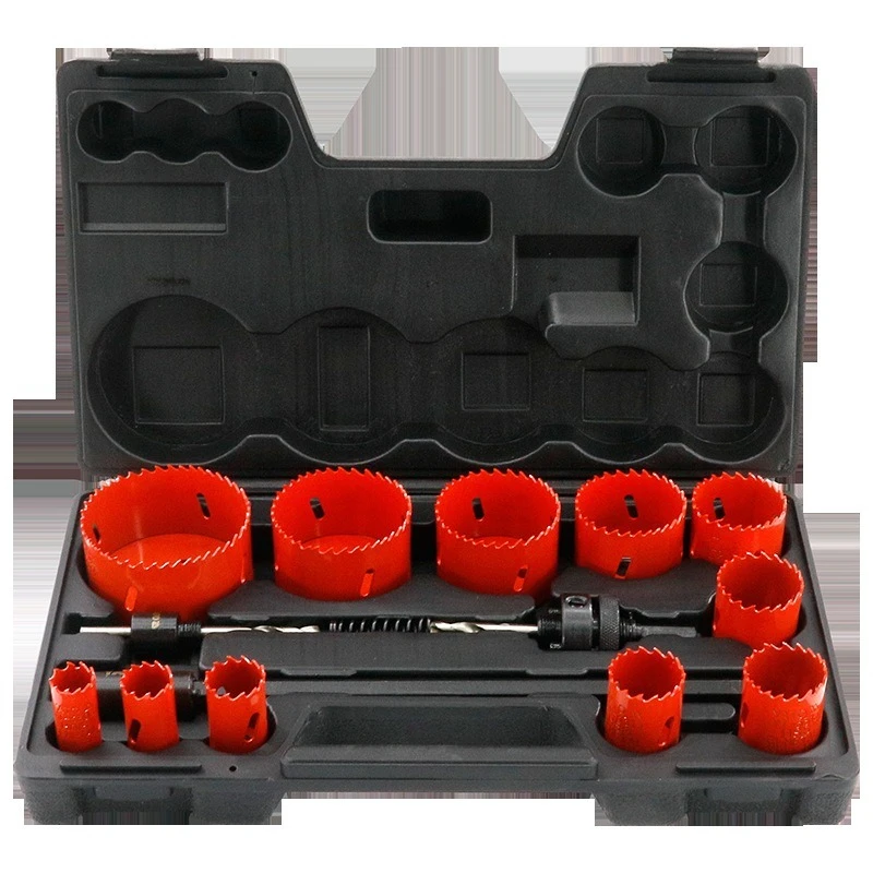 Bimetallic hard alloy hole saw set drill bit for iron wood plastic hole expanding decoration pipeline cutting tool