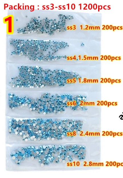 40 colori Mix taglie Crystal Clear AB Non Hotfix Flatback strass Nail Art strass per 3D Nail Art decorazione glitter