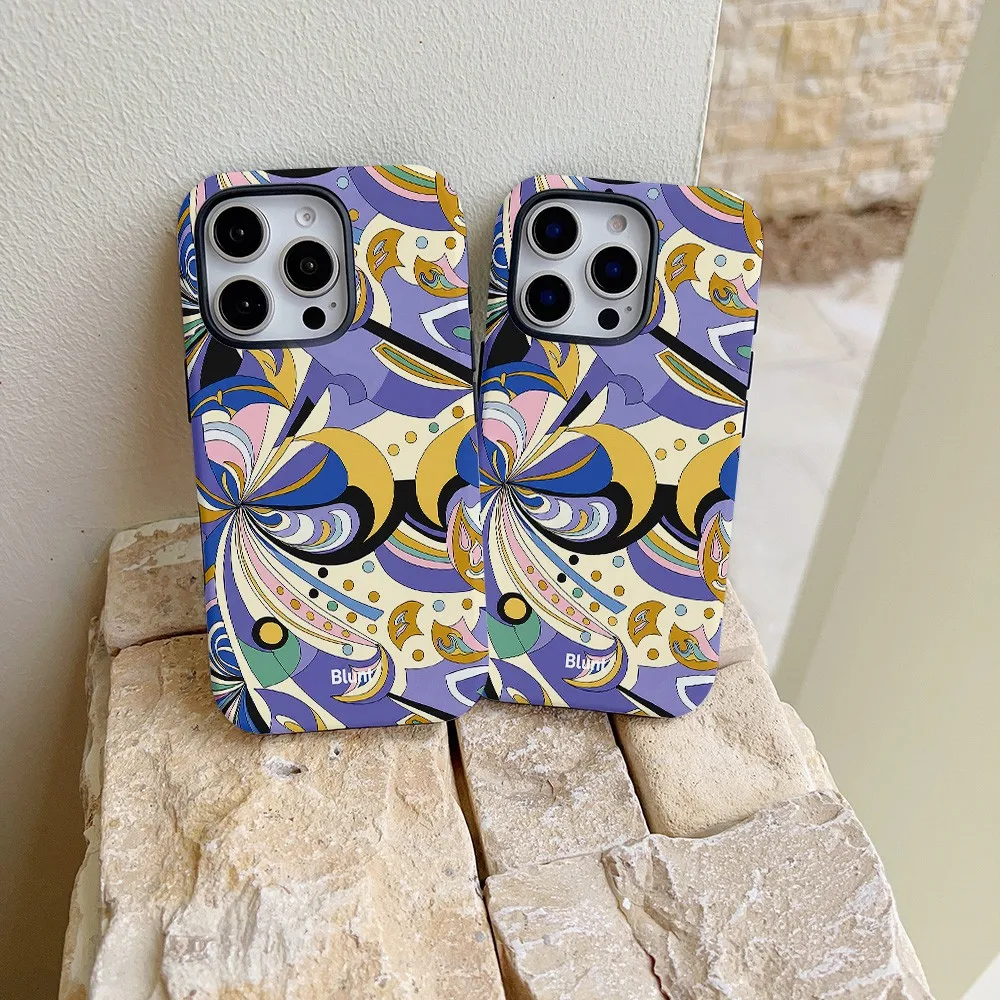 Retro Mask Floral Phone Case for Samsung Galaxy S22 S23 S24 S25 S26 FE Plus Ultra Edge 4G 5G Luxury Double-layer