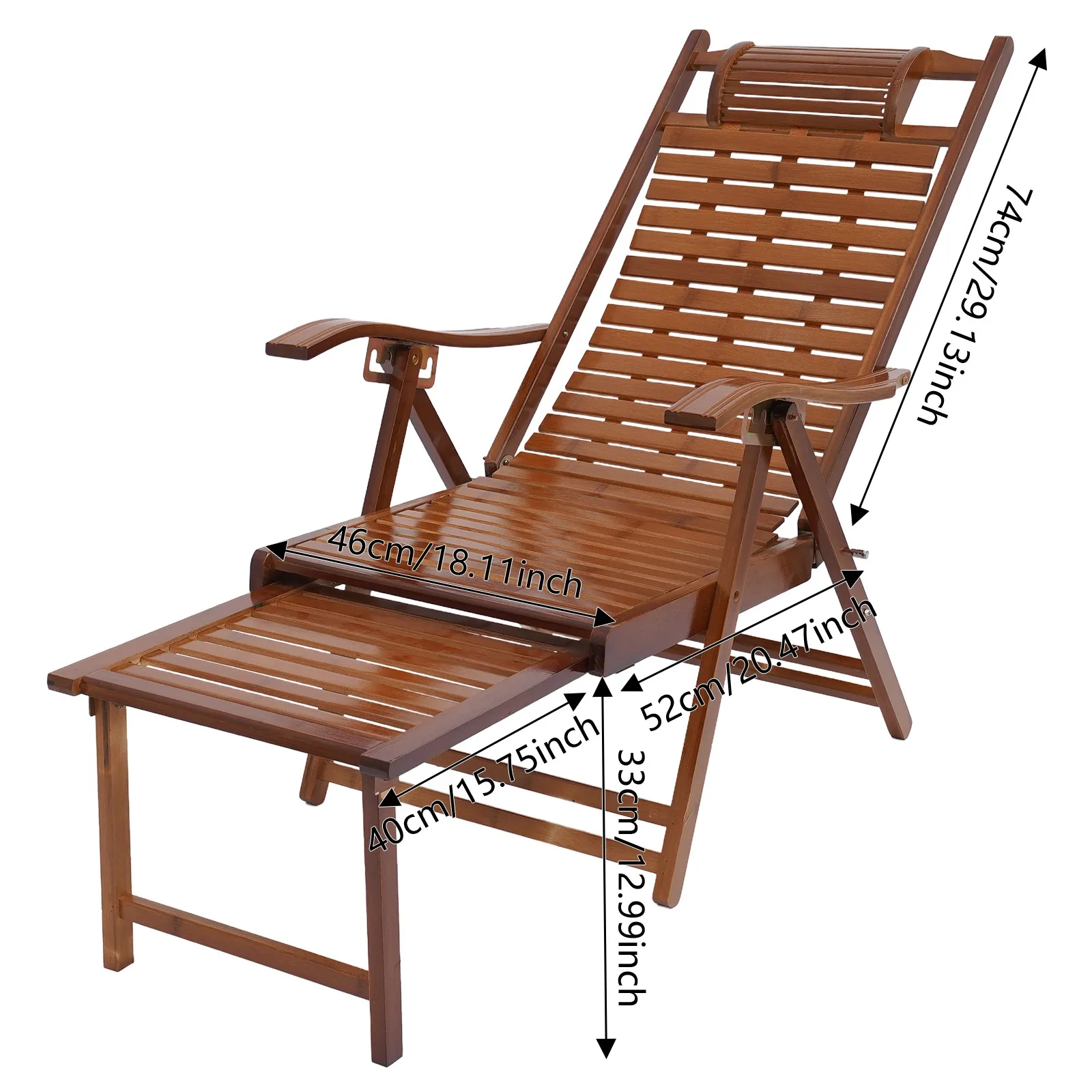 كرسي مريح من الخيزران، تصميم قابل للطي مع أوضاع قابلة للتعديل، مثالي للاسترخاء في الشرفة ومزاج القراءة #2