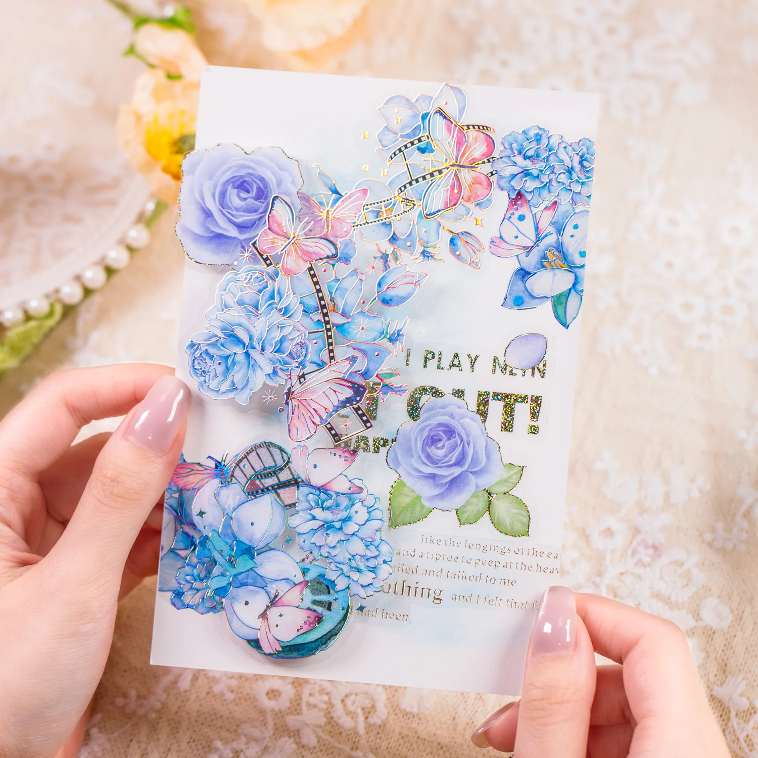 20pcs/1lot Kawaii Scrapbook Stickers Vintage Flower film Scrapbooking Supplies Planner Decorative Craft Stationery Sticker