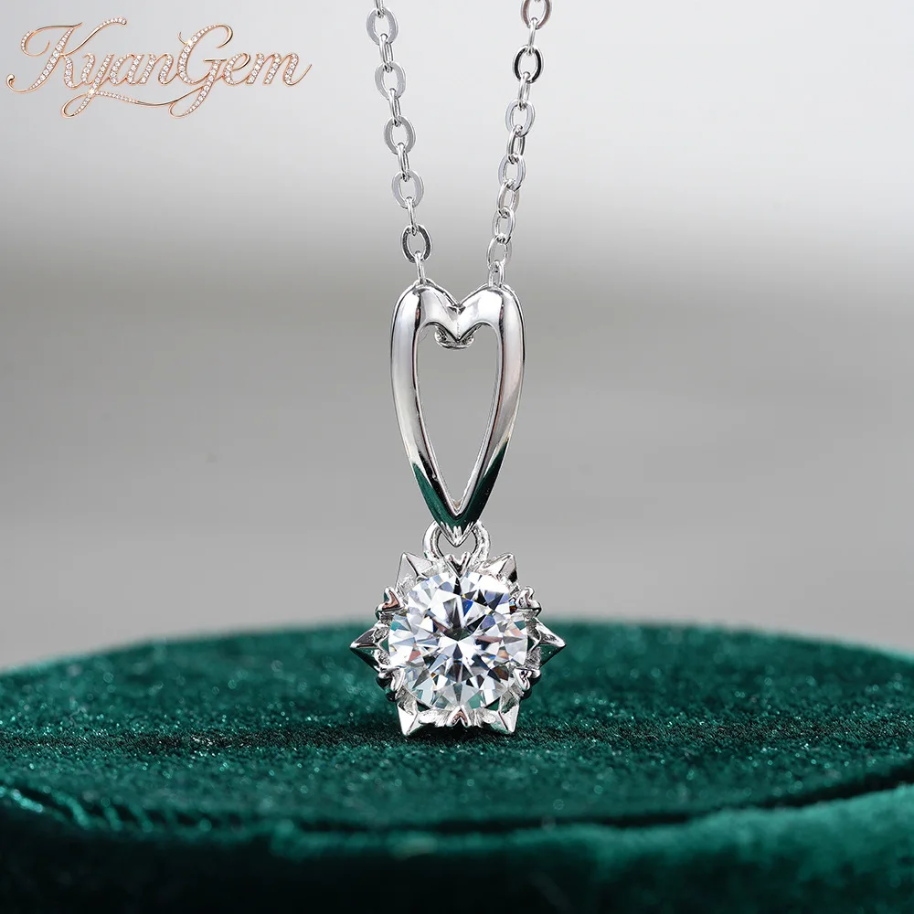 KyanGem Snowflake Love Pendant Platinum PT950 Necklace with 1 Carat Moissanite Accents Versatile Jewelry for Every Occasion