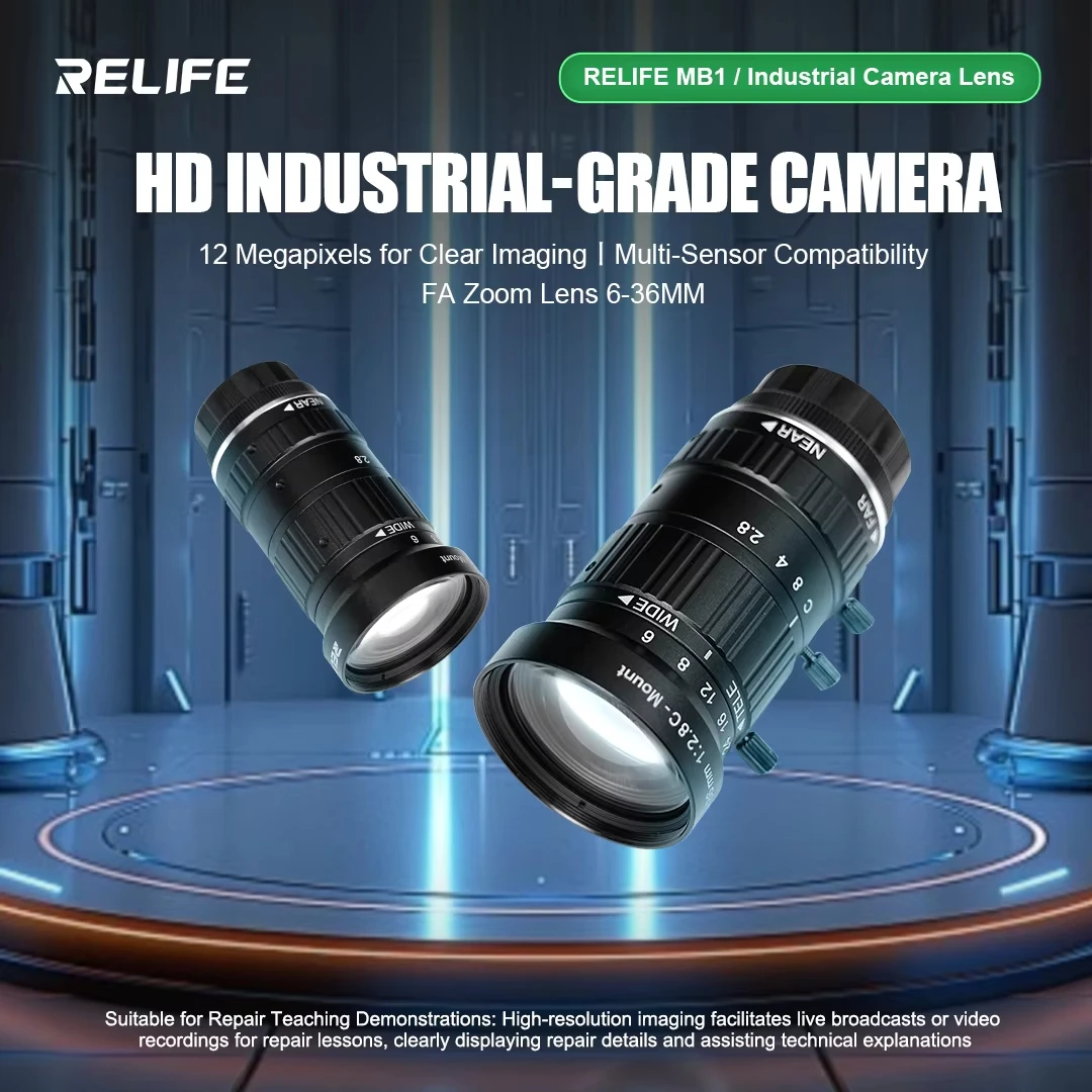 RELIFE MB1 Industrial Camera Lens, 12 Megapixels for Clear Imaging, Multi-Sensor Compatibility FA Zoom Lens 6-36MM