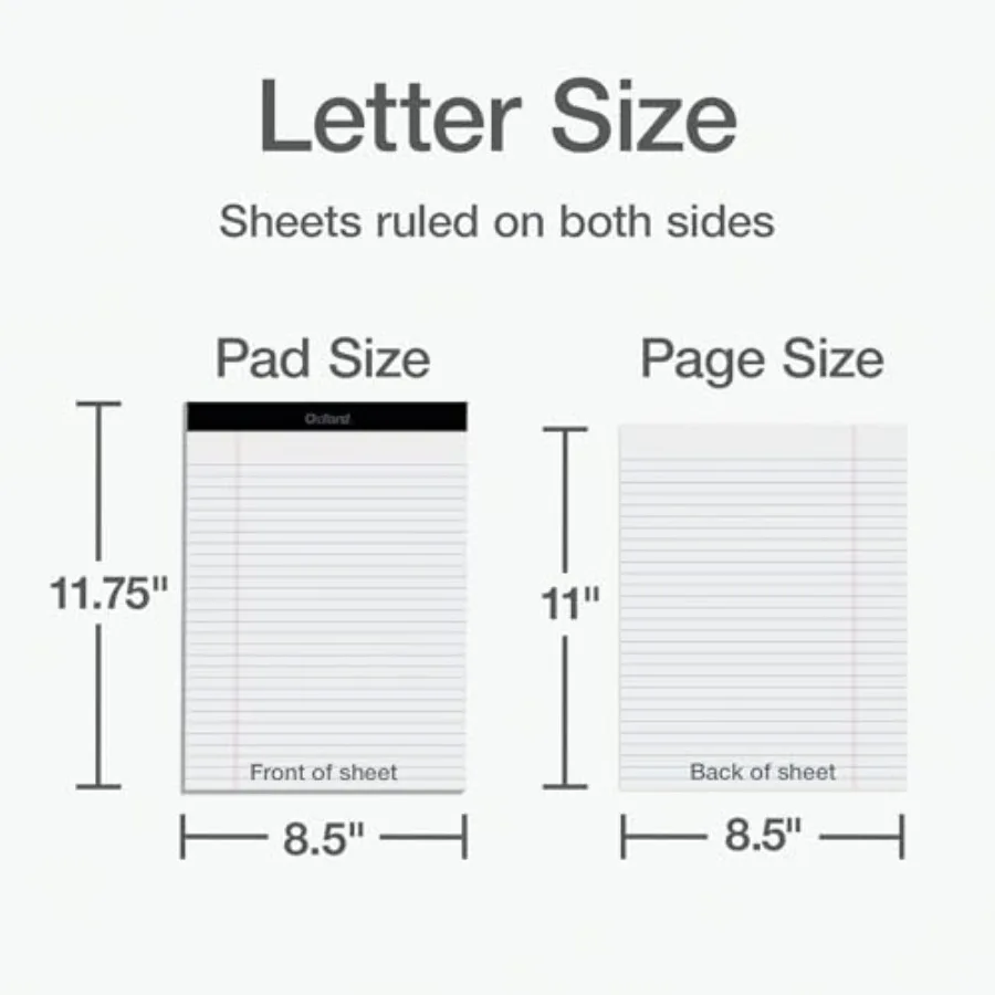 8.5 x 11.75 Inch Legal Pads, 3 Pack, Wide Ruled on Both Sides, White Paper, 50 Perforated Sheets Per Writing Pad, Proudly Made