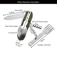 7 in 1 Stainless Steel Camping Cutlery Set Foldable Fork Spoon Knife Multifunctional Outdoor Tableware for Picnic Hiking Travel