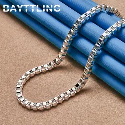 New Men's 925 Sterling Silver 4MM 45cm Box Chain Necklace For Women Fashion Luxury Engagement Party Jewelry Wedding Hip Hop Punk