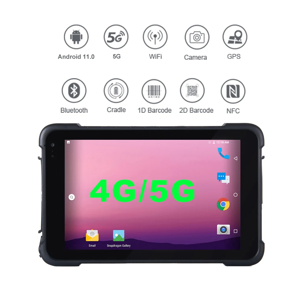 Industrial Dustproof Waterproof 8 Inch Android Tablet PC 4G GSM Barcode Scanner NFC Reader IP67 Rugged Data Collector Q865