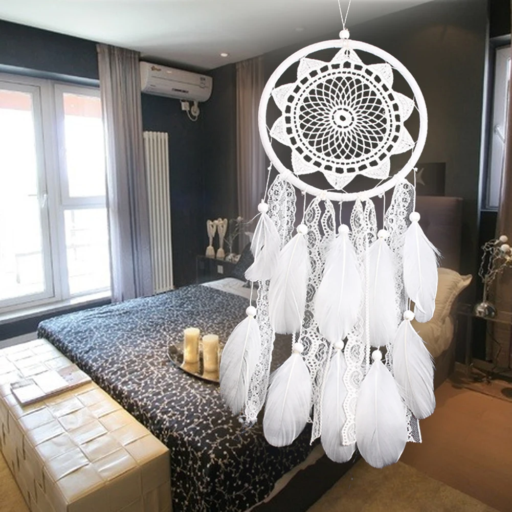 Tapestry Dream Catcher Feather Circle Ring Wind Chimes Handmade Braided Wall Hanging Kids Hand-woven Decoration Ornaments