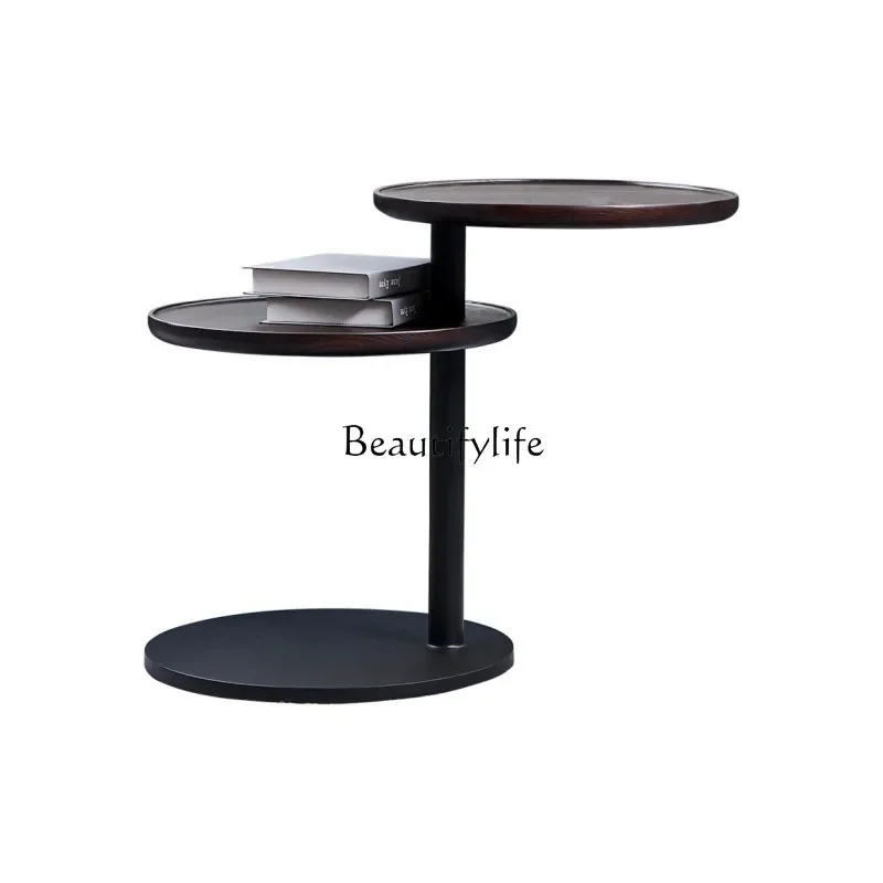 

ld38Italian minimalist living room rotatable solid wood edge few large and small apartment double-layer small coffee table