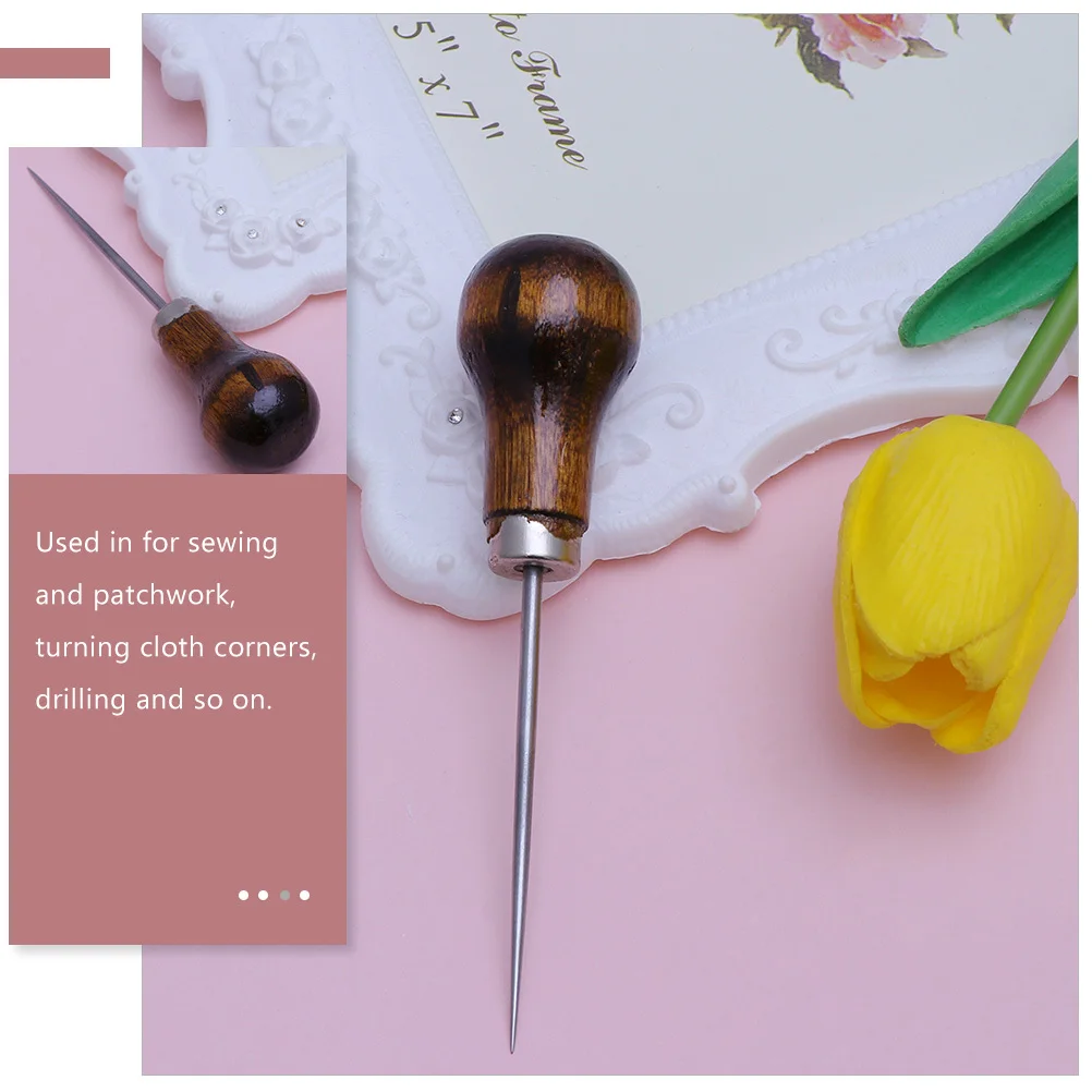 

5pcs Steel Needle Awl Wooden Handle Sewing Tool For Craft Patchwork Carpets Tents Mattresses Upholstery Diy Scribe Tools
