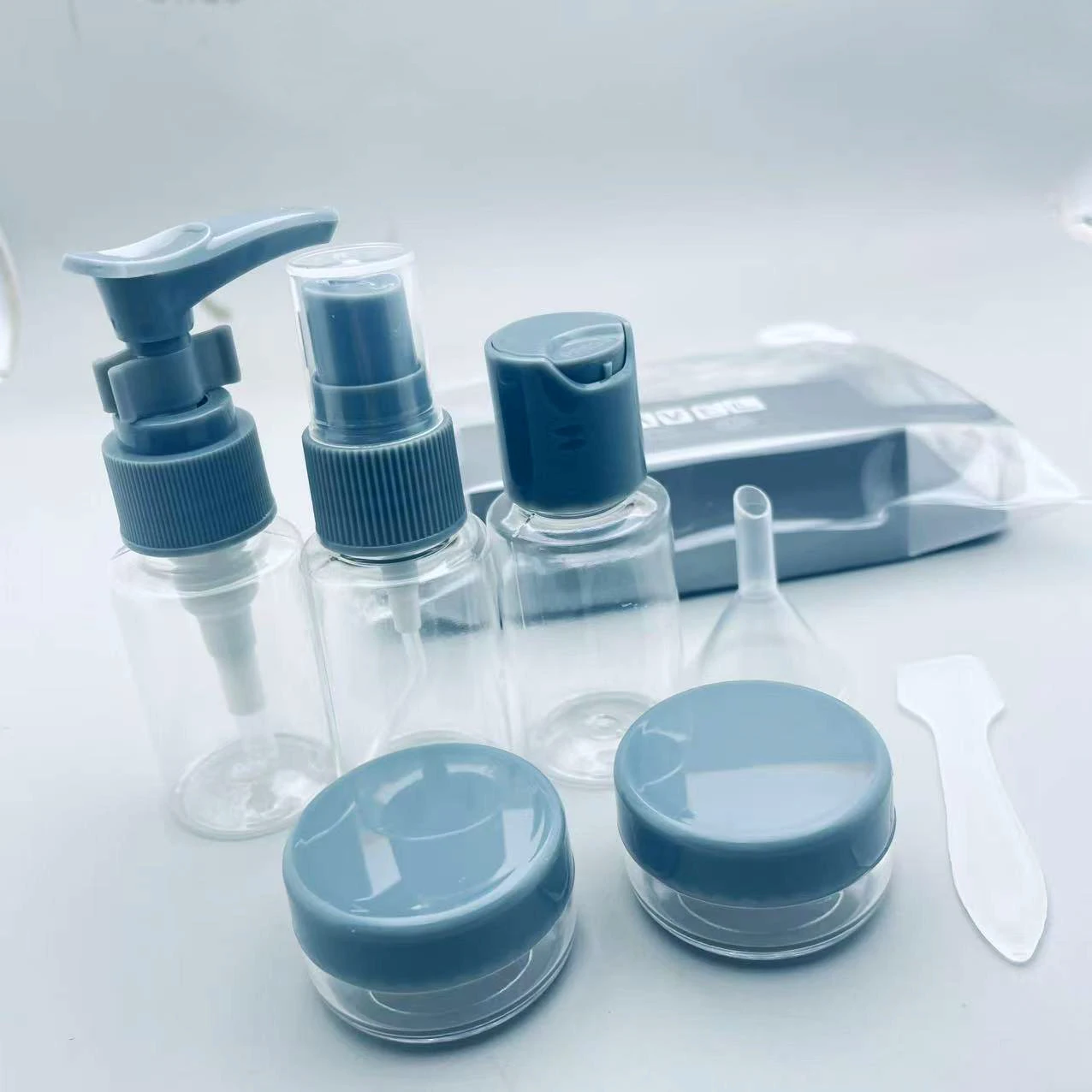 1 Set nachfüllbare Reiseflaschen, 7 Stück, leere Sprühflasche, Lotionspumpe, Kosmetikverpackungsbehälter – Detail 5