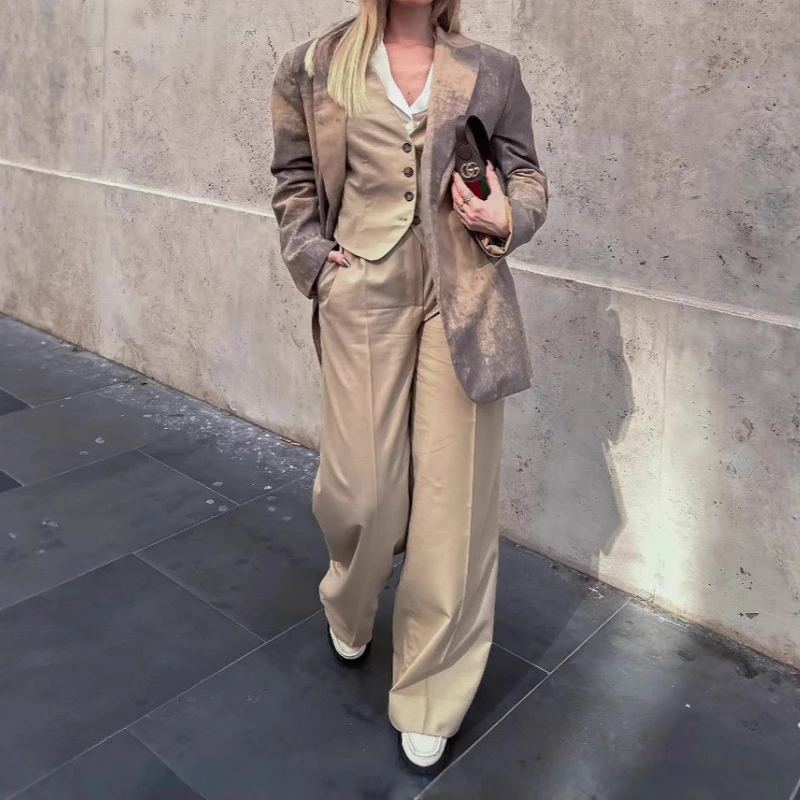 

Women's Fashion 2025 Autumn Loose Single-Button Printed Blazer