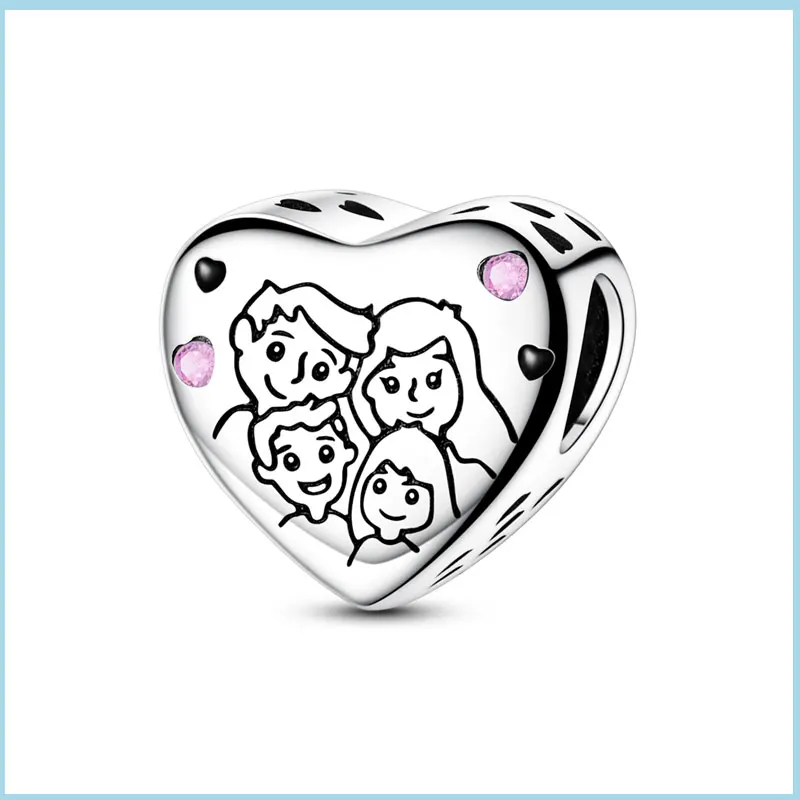 100% 925 Sterling Silver Warm Family Love Charm Beads Fit Original Bracelets Necklace Women Jewelry Girlfriend Gift