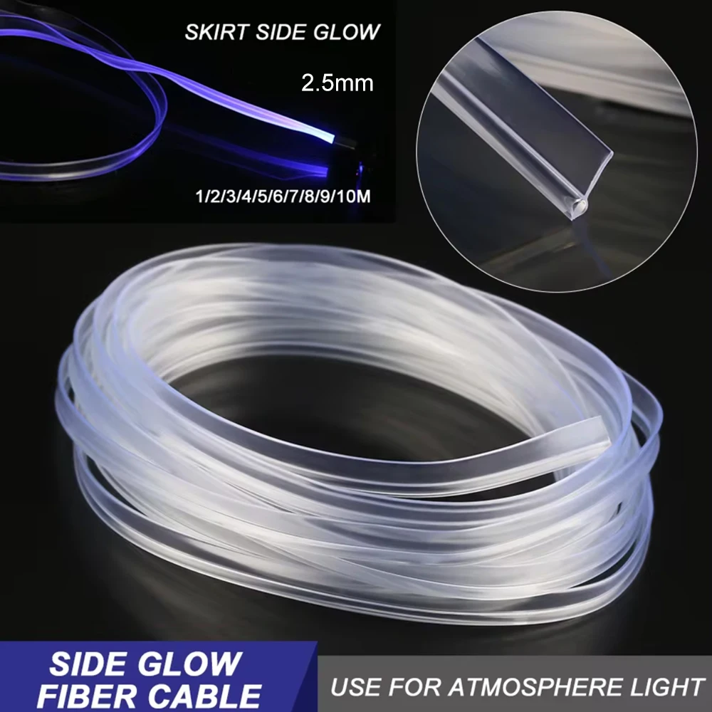 2.5/3mm Car Interior Decorative LED Fiber Optic Neon Wire Strip Light Guide Extension Accessories For Ambient lighting Equipment