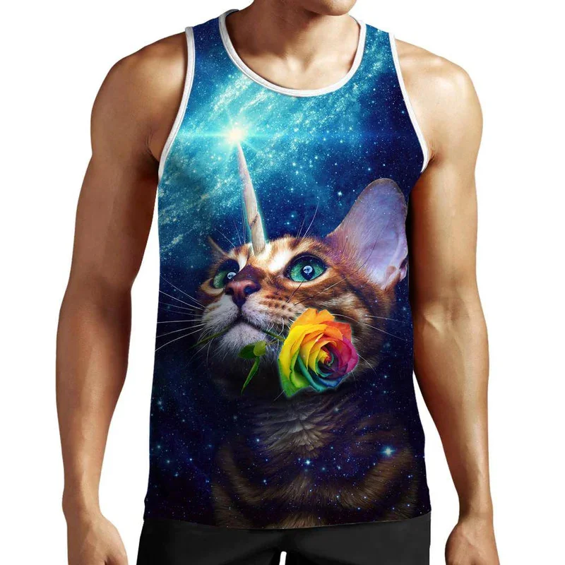 Sky Cat Tank Tops Men Women 3d Printed Cute Lightning Cat Vest Tops Girl Y2k Tops Graphs T-shirts Kid Gym Hawaii Beach Tank Top