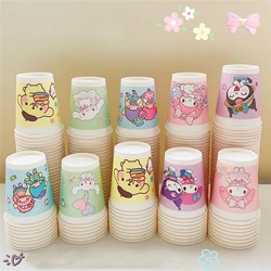 Sanrio-taza desechable de Hello Kitty para niñas, 50 piezas, 250Ml, papel Kawaii, dibujos animados, Reunión, Picnic, Camping, banquete necesario, regalo