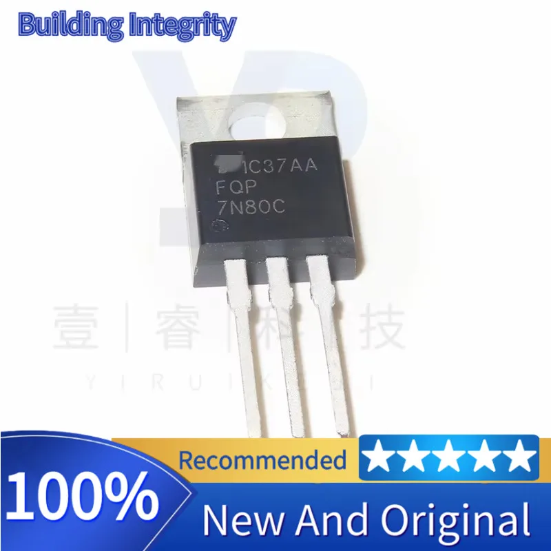 10PCS  100%Original stock  New   FQP7N80C   7N80C TO-220 MOS    6.6A 800V