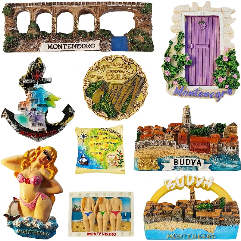 Imanes de nevera de Montenegro, Europa, Balcanes, Península, recuerdo de viaje, Podgorica Budva, pegatina para refrigerador, regalos de decoración del hogar