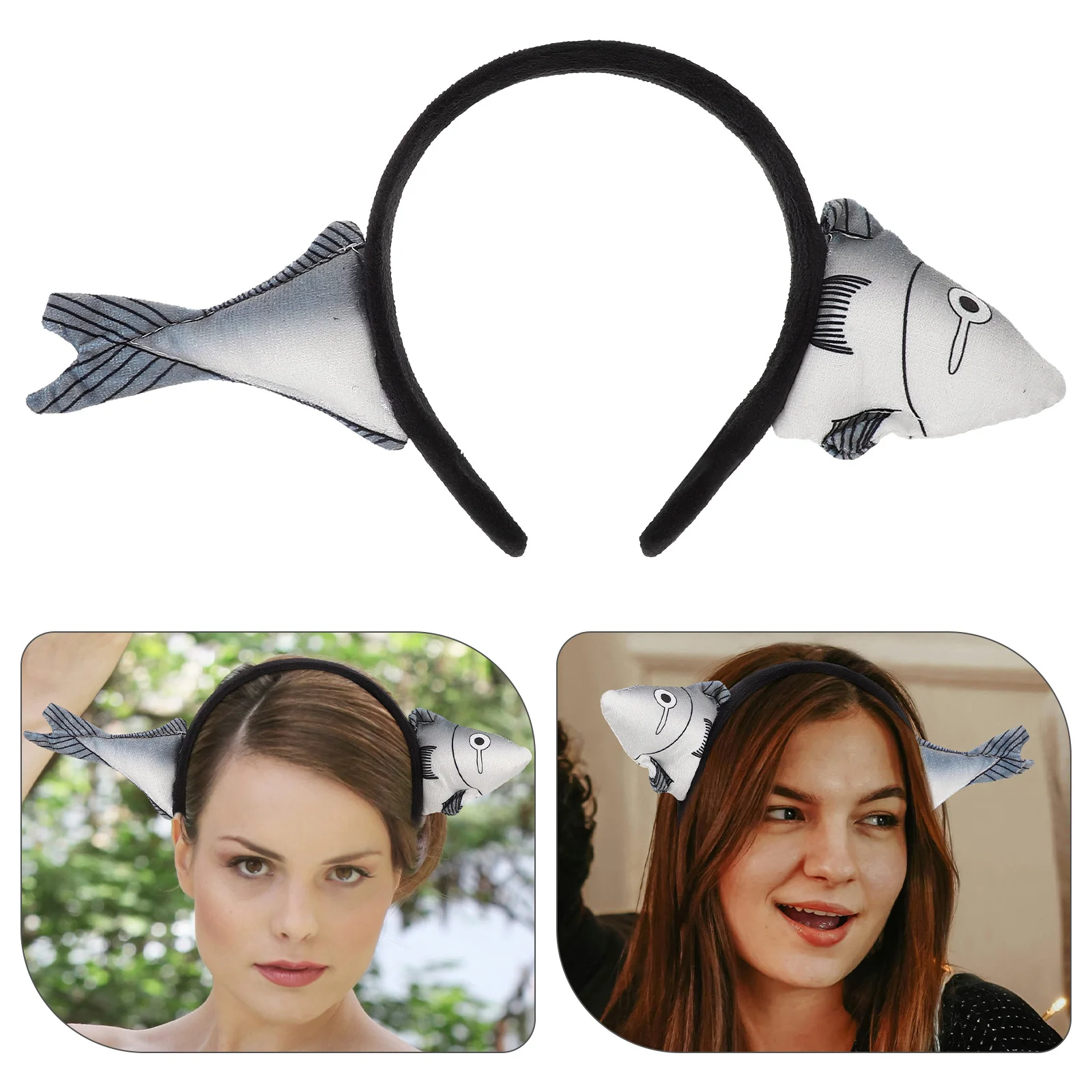 

2pcs Salted Fish Headband Women Funny Hairband Makeup Wash Face Cartoon Animal Hair Hoop Party Favors Ocean Sea Life