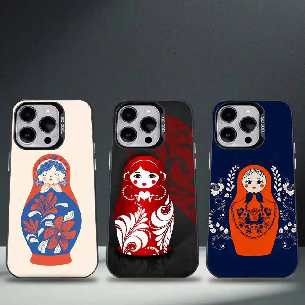 

Russian Dolls Matryoshka Phone Case For iPhone 17,16,15,14,13,12,11,Pro,Max,Plus,E,Air,Mini Black Tpu Cover