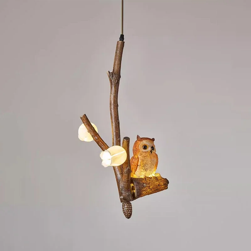 American Retro Industrial Owl Parrot LED Chandelier for Bedroom Bar Cafe Decorative Pendant Lighting Fixtures Handcrafted Art