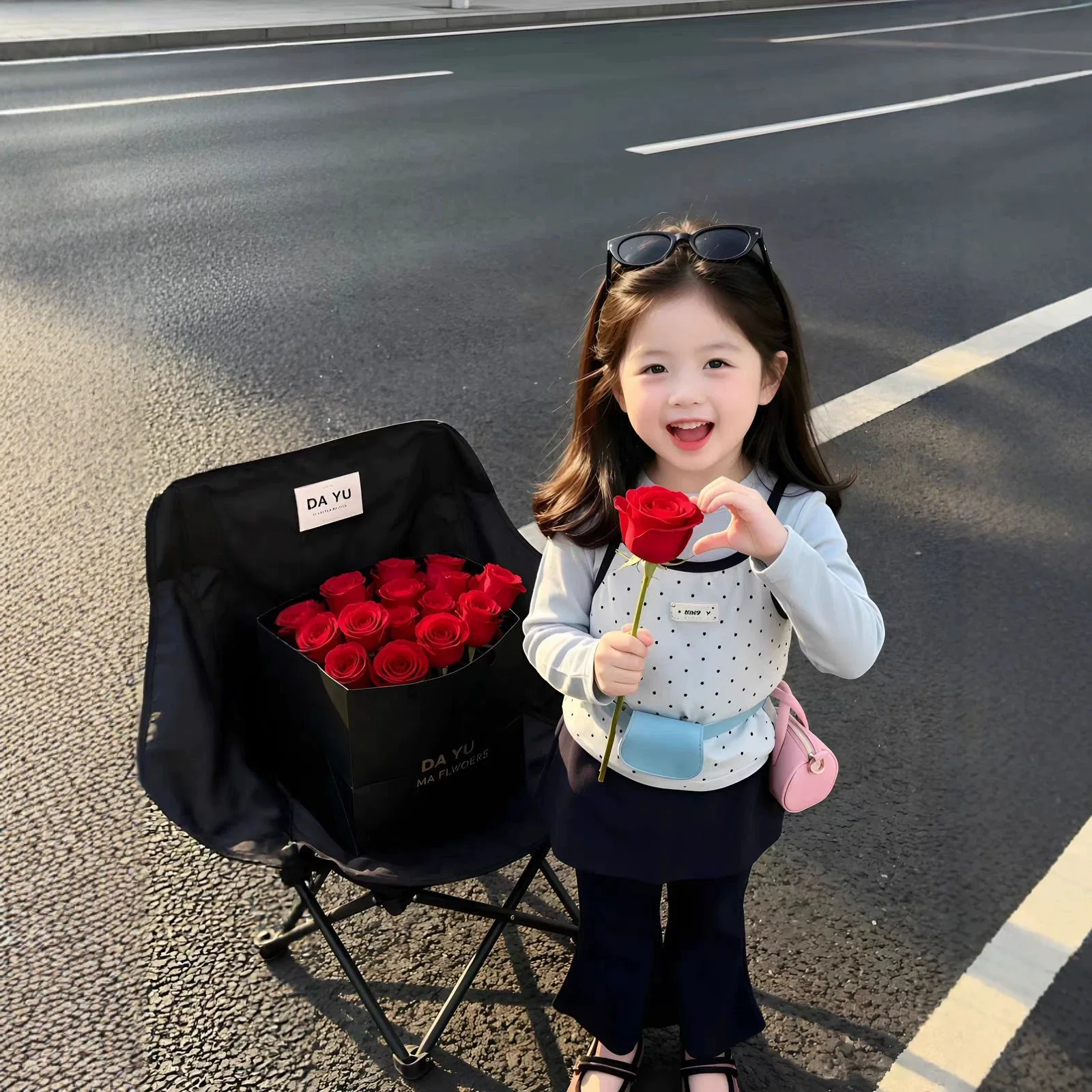 Spring Autumn Girl Sets Fashion Kids Personality Polka Dot Spaghetti Strap Base Layer T-shirt and Bell-bottoms Two Price Sets