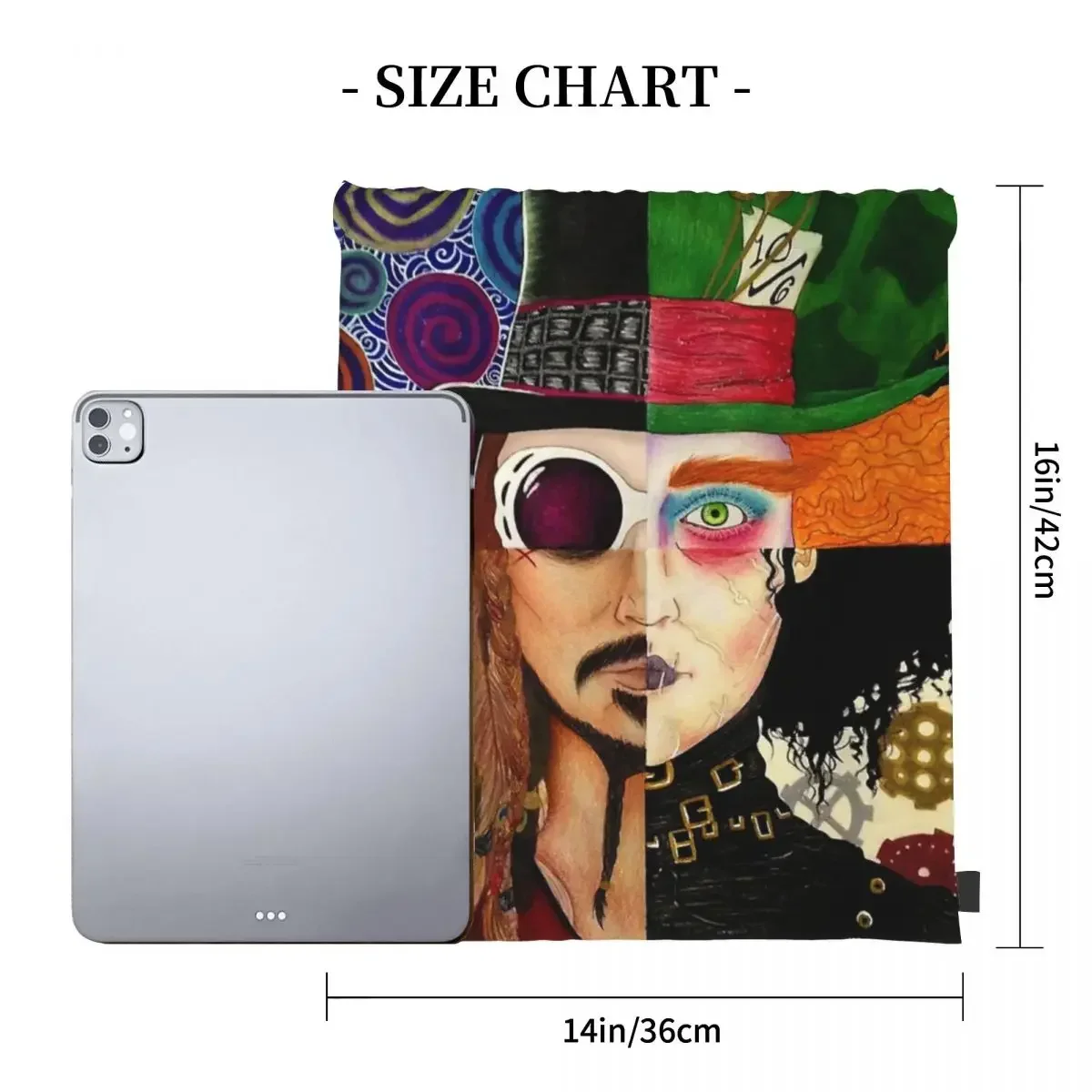 Johnny Depp Character Collage Backpacks Casual Drawstring Bags Drawstring Bundle Pocket Sports Bag BookBag For Man Woman School