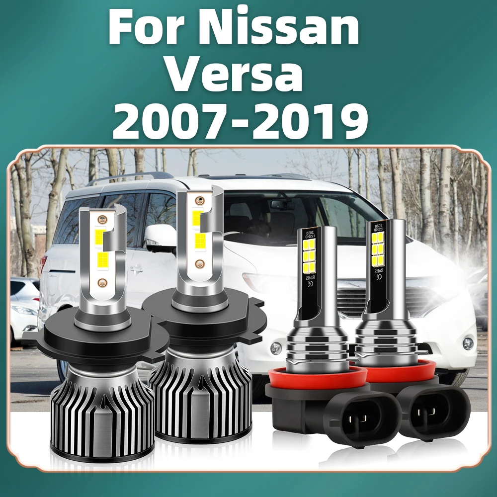 For Nissan Versa 2007 2008 2009 2010 2011 2012-2019 Hi/Lo Car Headlight Bulbs CSP Fog Lights 12V 20000LM Auto Front Headlamps