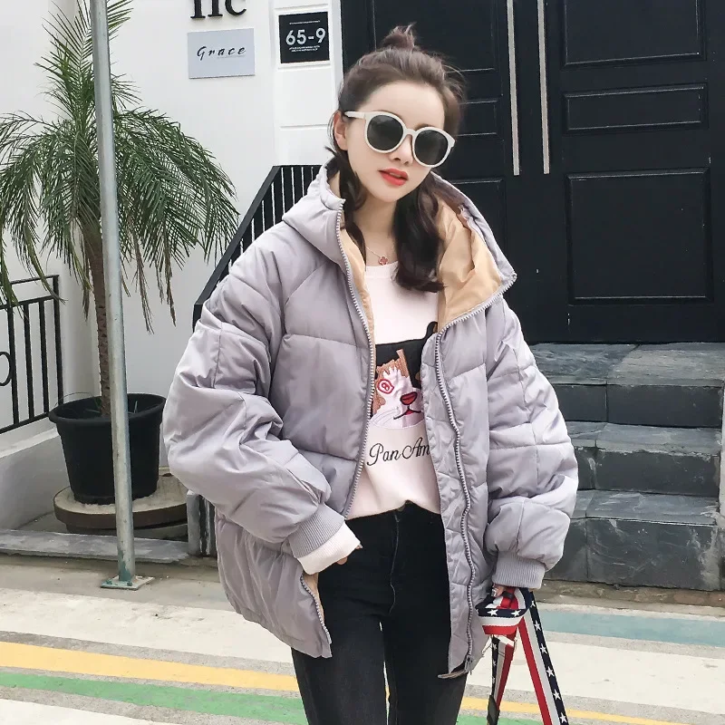 New Female Zipper Plus Velvet Plush Jacket Short Overcoat Parkas Women Hooded Warm Winter Solid Fashion Cotton Padded Jackets