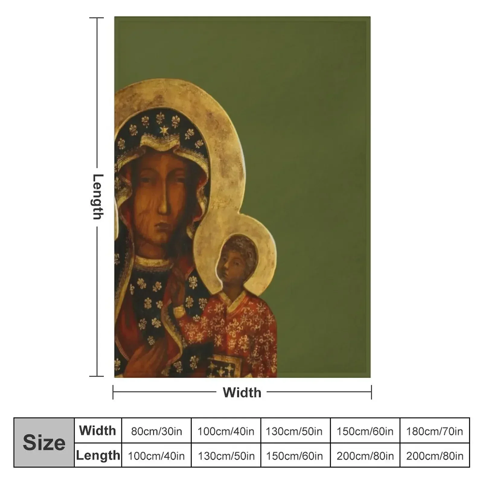 The Black Madonna of Czestochowa, Our Lady of Cz?stochowa, Blessed Virgin Mary Throw Blanket Giant Sofa Plush Blankets