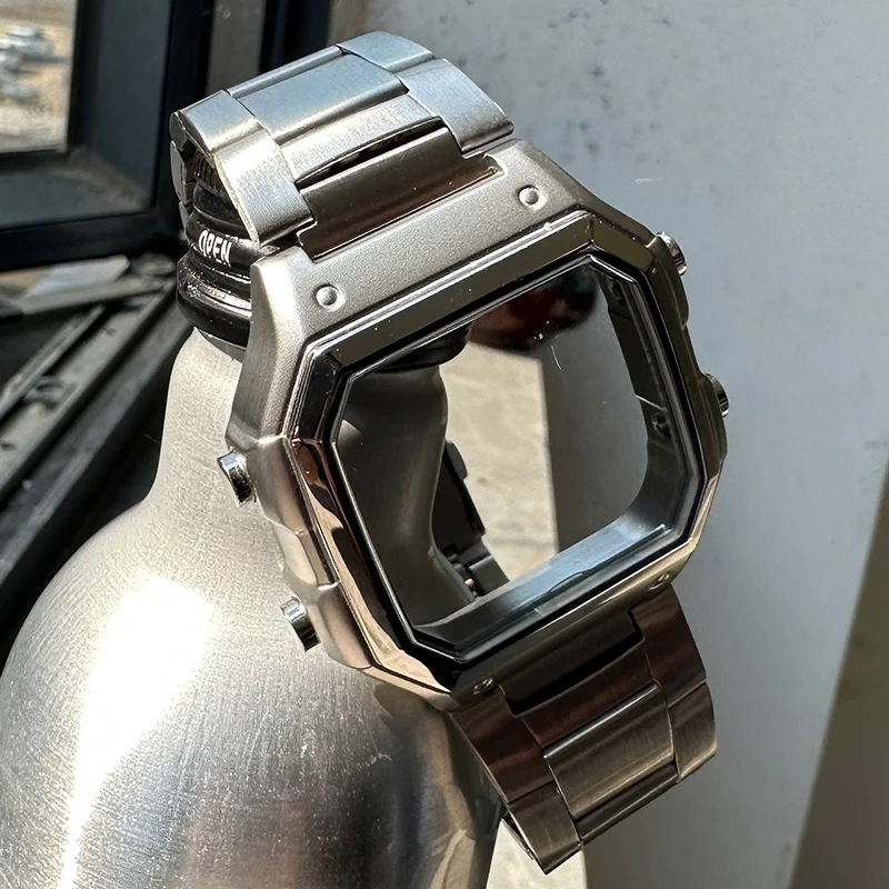Modified all metal case for Casio AE1200 Mod kit watch case AE-1200 Mineral Glass Waterproof Ring Screw Stainless Steel Bezel view 6